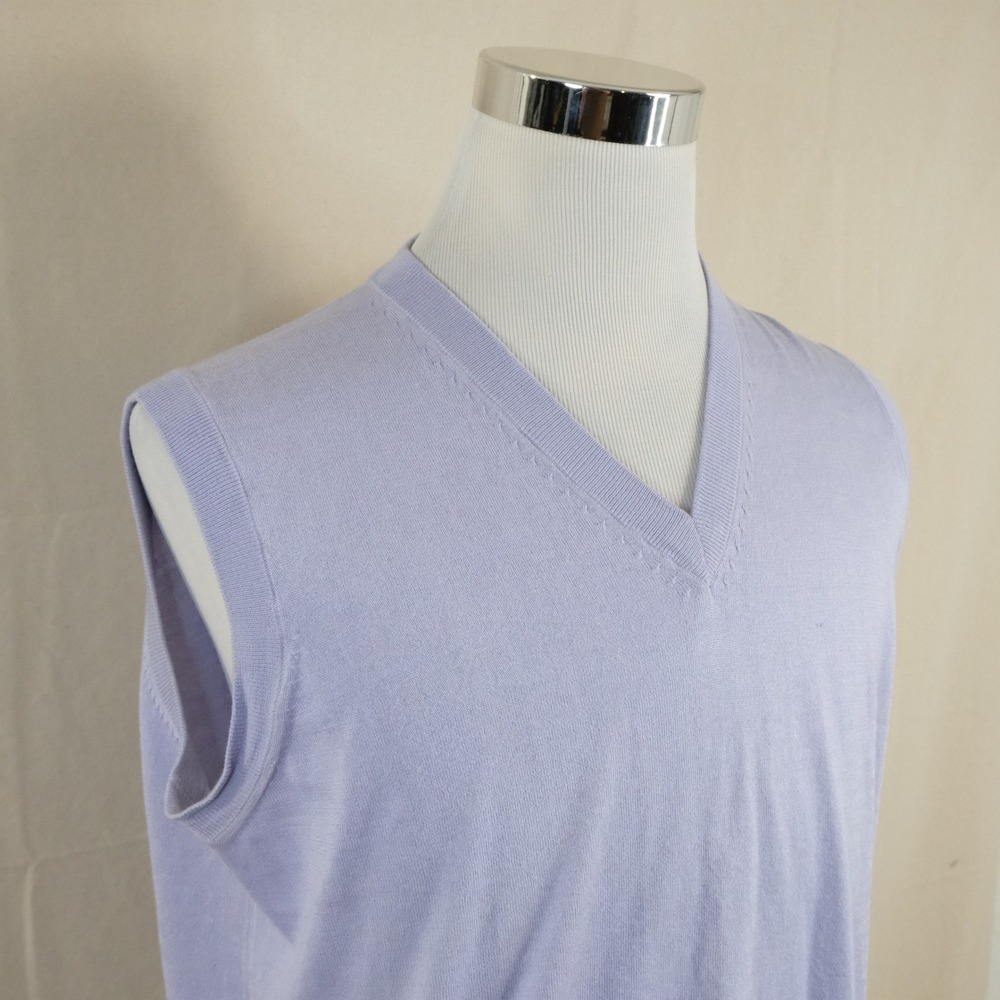 Tom James Large Silk Cashmere Blend Sweater Vest Lavender V-Neck Luxury Mens